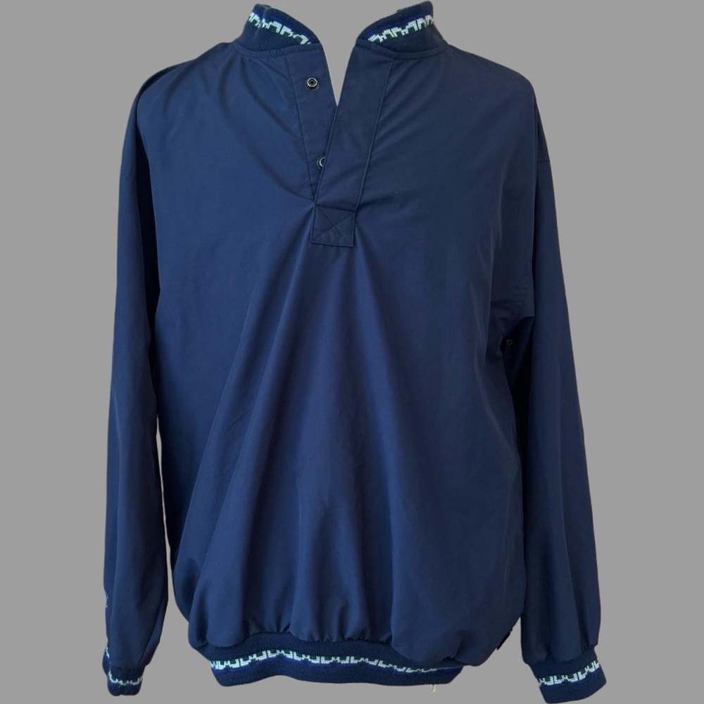 Blue vintage windbreaker with retro collar and cuffs